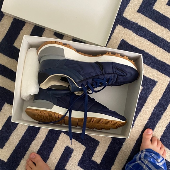 Maison Martin Margiela Navy Sneakers with Tan Soles
